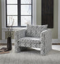 Kenbell Black and White Chevron Accent Chair front angled view