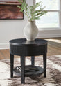 Marstream black round end table front view