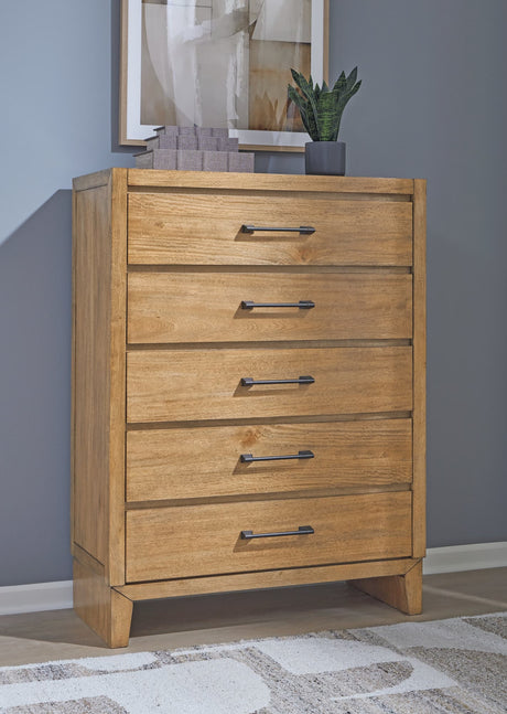 Sherbana Light Brown Chest of Drawers front view