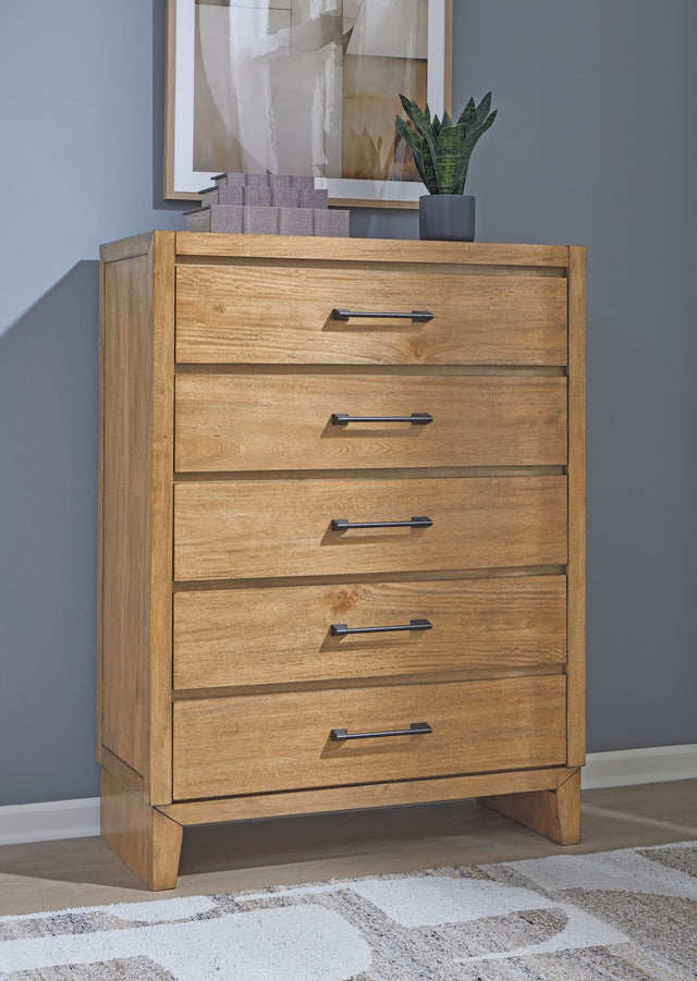 Sherbana Light Brown Chest of Drawers front view