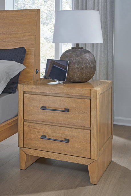 Sherbana light brown nightstand front view