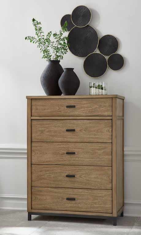 Tomtyn Chest of Drawers light brown finish, angle view