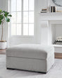 Gabyleigh ottoman in nickel color with closed lid front angle