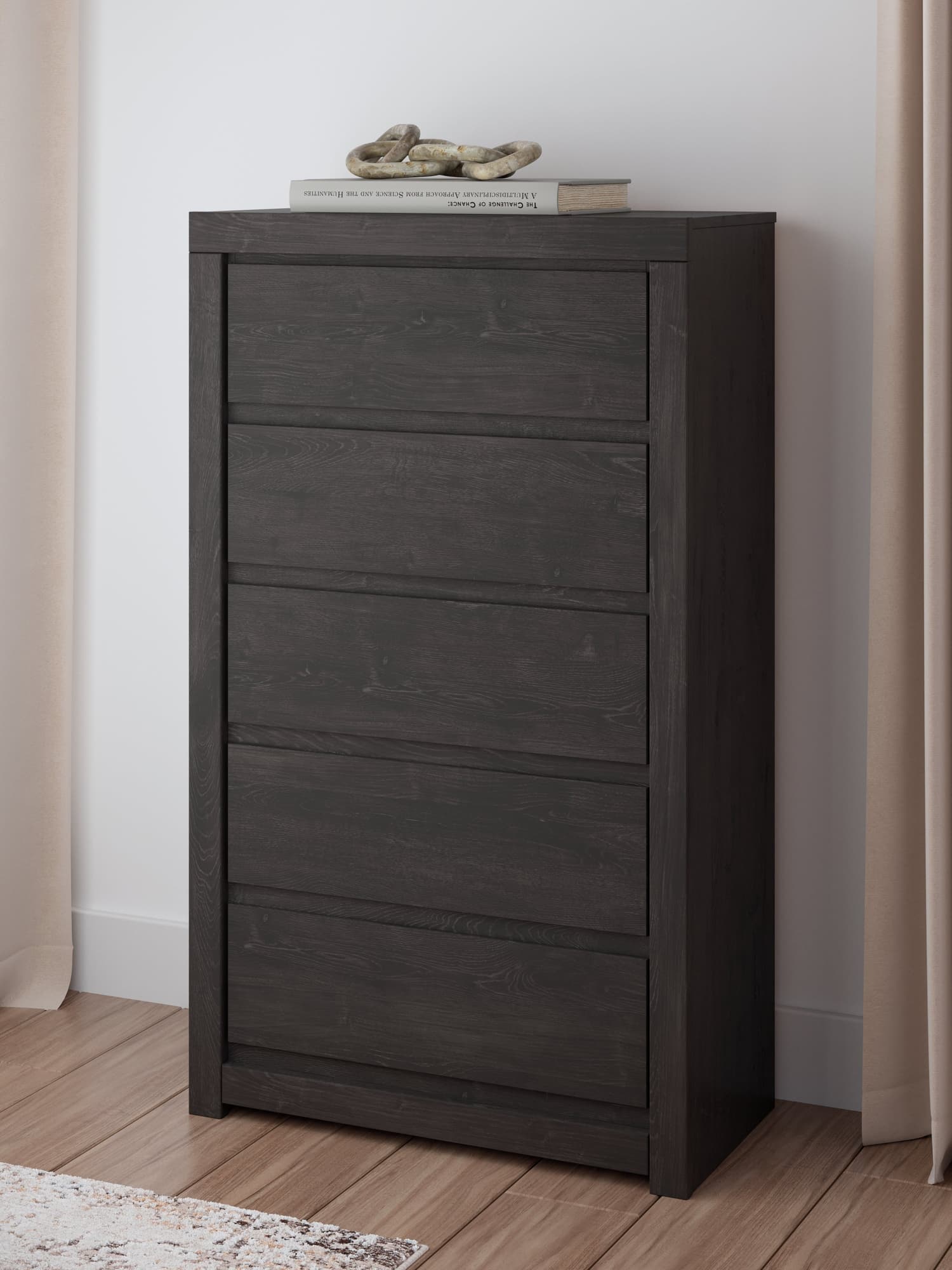 Fraluna Charcoal Chest of Drawers front angle