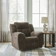 Frohn Chocolate Chenille Recliner Chair front view