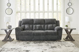 Frohn Graphite Chenille Reclining Sofa front view