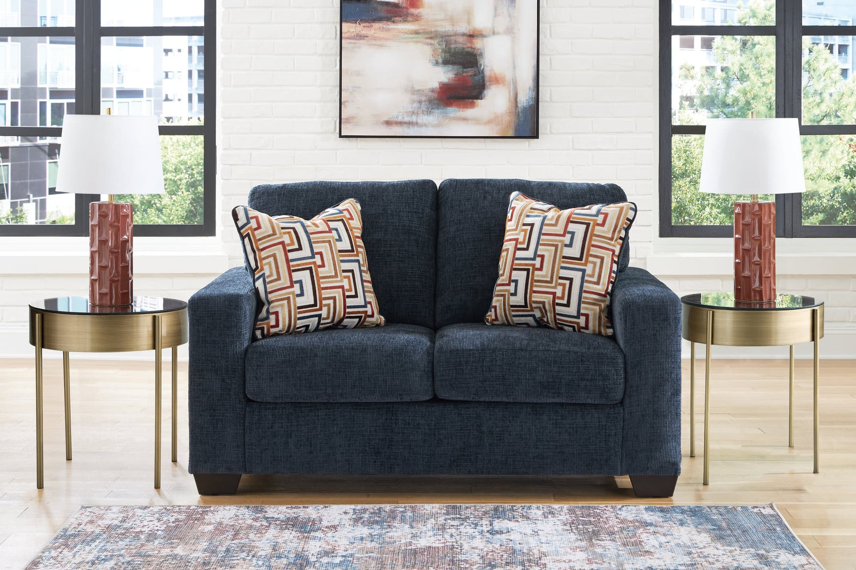 Aviemore Ink Chenille Loveseat front angle