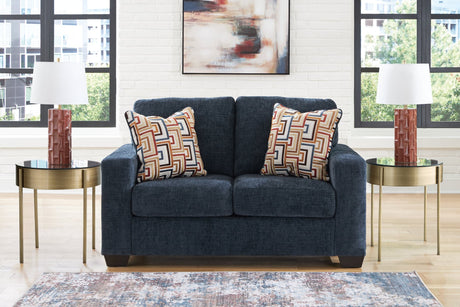 Aviemore Ink Chenille Loveseat front angle