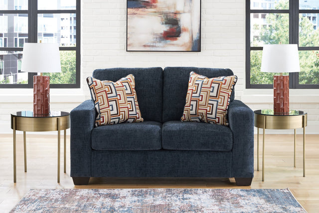 Aviemore Ink Chenille Loveseat front angle