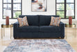 Aviemore Ink Chenille Sofa front view in ink blue fabric