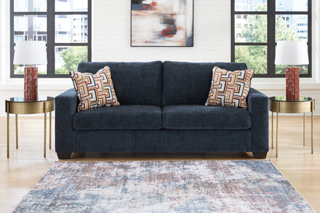 Aviemore Ink Chenille Sofa front view in ink blue fabric