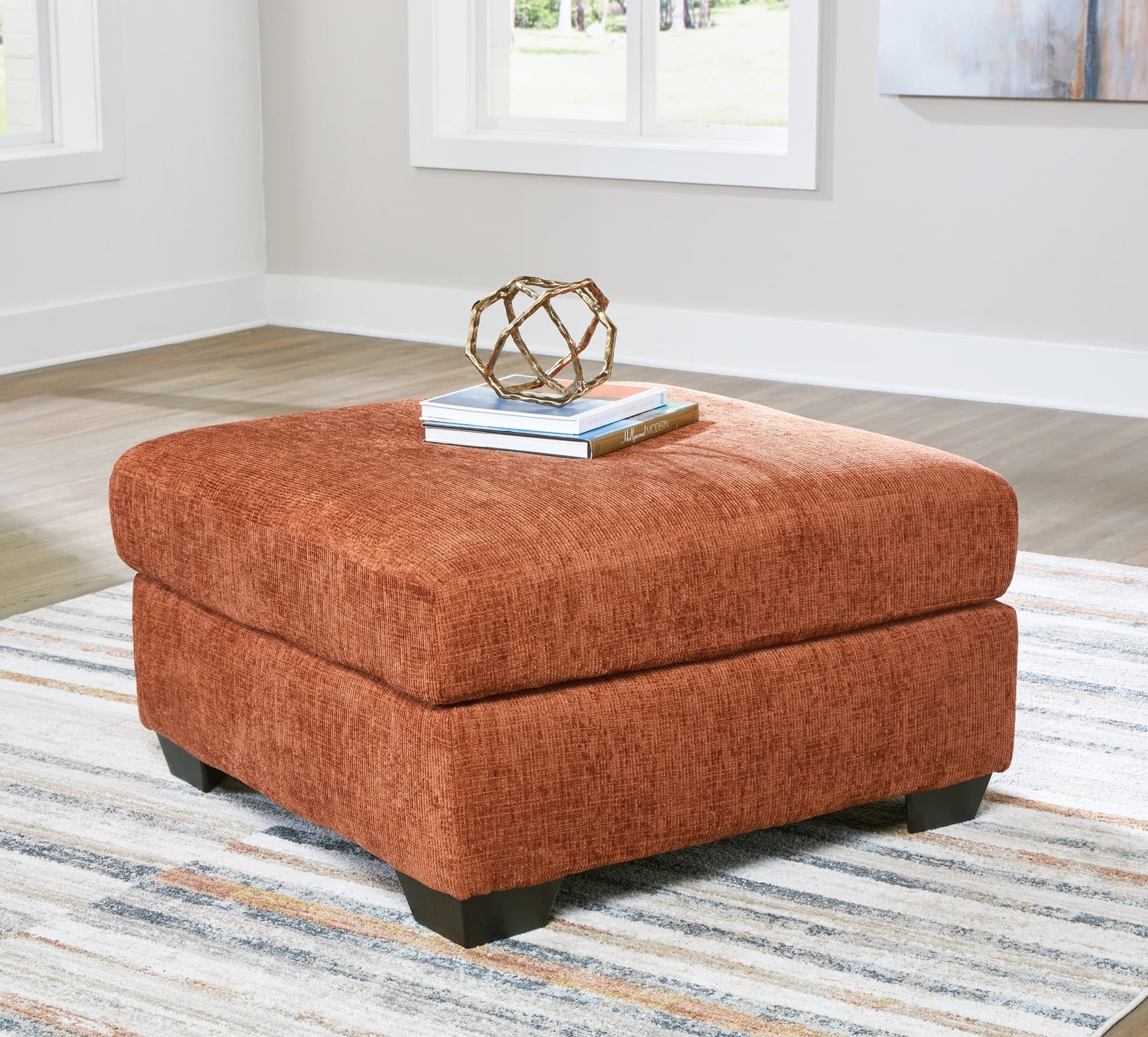 Aviemore Spice chenille oversized accent ottoman front angle