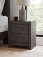 Prendonea Charcoal Wood Nightstand front view