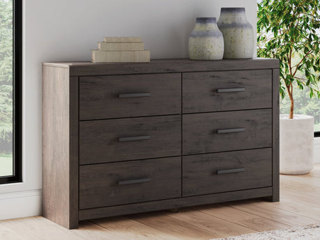 Prendonea Charcoal Casual Wood Dresser front view