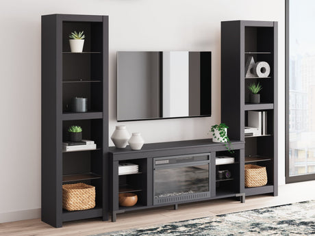 Cayberry Black 3-Piece Entertainment Center with Electric Fireplace, front view