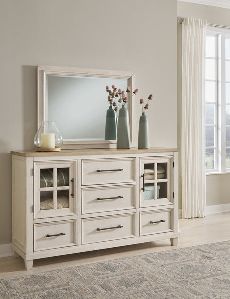 Shaybrock dresser and mirror set front view