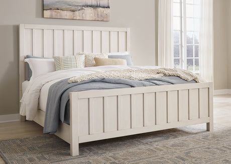 Shaybrock Antique White King Panel Bed front view