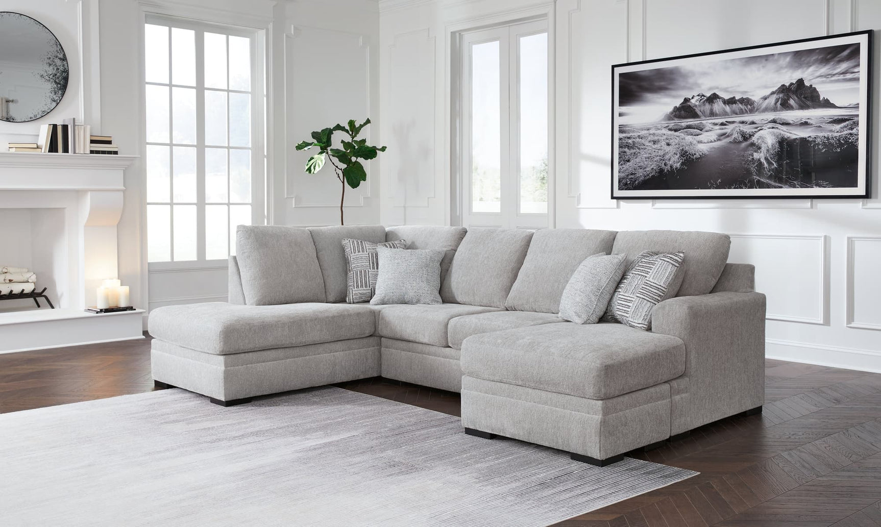 Gabyleigh 2-piece sectional with chaise in nickel performance fabric main view