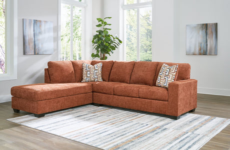 Aviemore Spice Chenille 2-Piece Sectional Sofa with Chaise front view