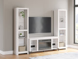 Brollevi White 3-Piece Entertainment Center front view showing TV stand and piers