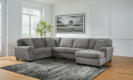 Birkdale Court Gray Chenille 3-Piece Sectional Sofa with Chaise front view
