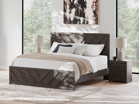 Prendonea Charcoal King Panel Bed front view