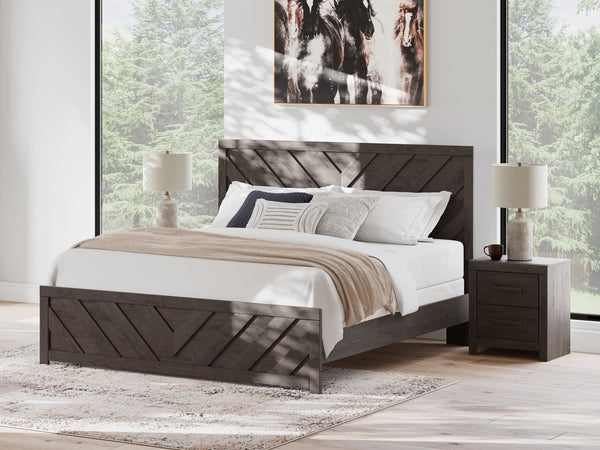Prendonea Charcoal King Panel Bed front view