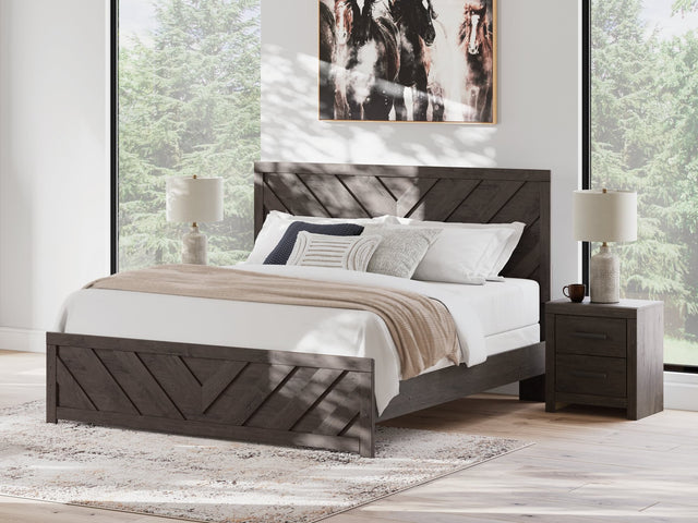 Prendonea Charcoal King Panel Bed front view