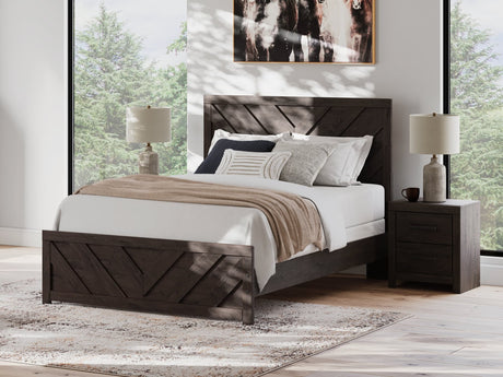 Prendonea Charcoal Queen Panel Bed full front view