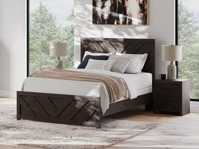 Prendonea Charcoal Queen Panel Bed full front view
