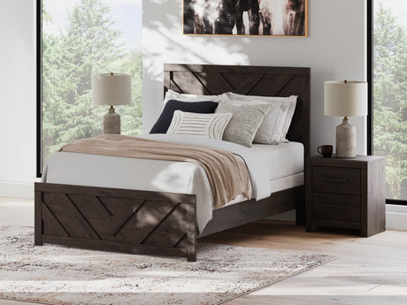 Prendonea Charcoal Full Panel Bed front view