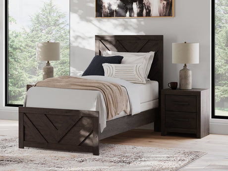 Prendonea Charcoal Twin Panel Bed front view