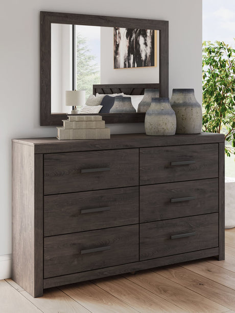 Prendonea charcoal dresser and mirror front view