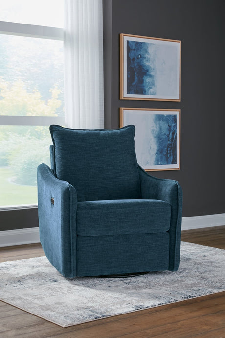 McBurg Navy Microfiber Swivel Power Recliner main view