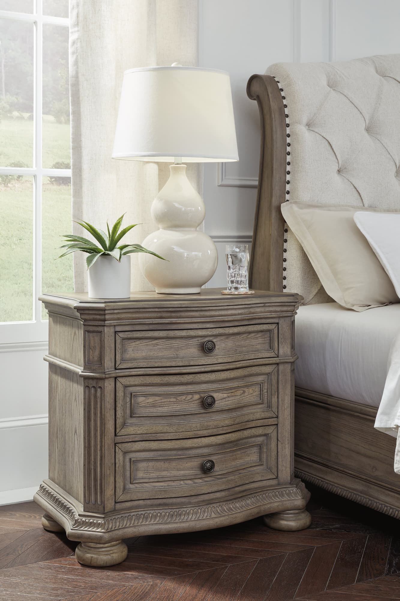 Ardenfield light brown nightstand front angle