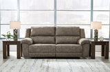 Laresview Fossil Faux Leather Reclining Sofa front view