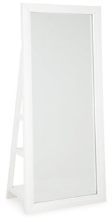 Evesen white floor-standing mirror front view with LED lighting