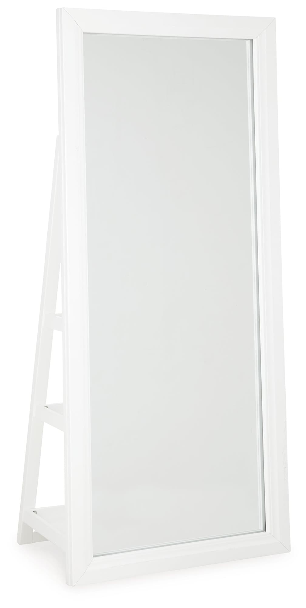 Evesen white floor-standing mirror front view with LED lighting