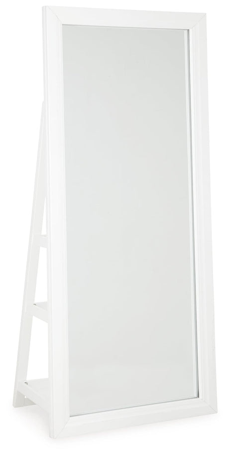 Evesen white floor-standing mirror front view with LED lighting
