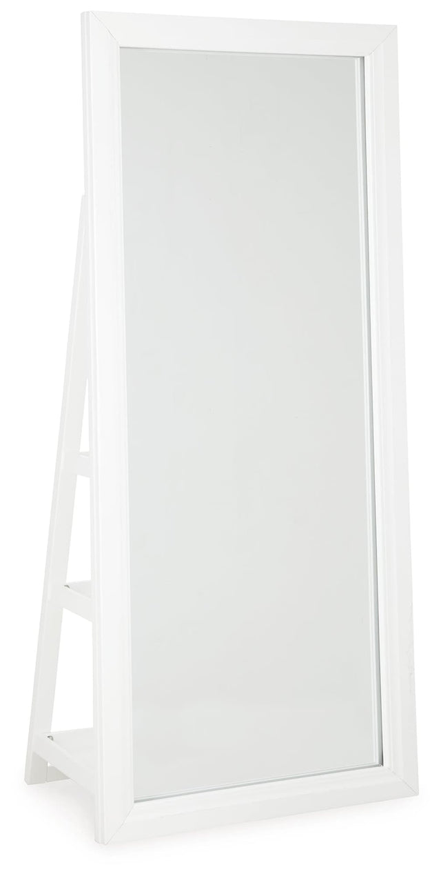 Evesen white floor-standing mirror front view with LED lighting
