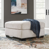 Aviemore Stone oversized chenille fabric accent Ottoman front angle view