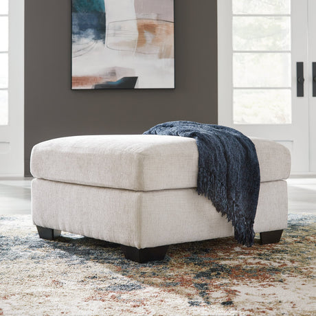 Aviemore Stone oversized chenille fabric accent Ottoman front angle view