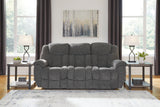 Foreside charcoal reclining sofa front view