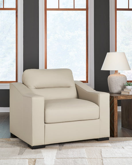 Treasure Trove Almond Leather Oversized Chair angled view