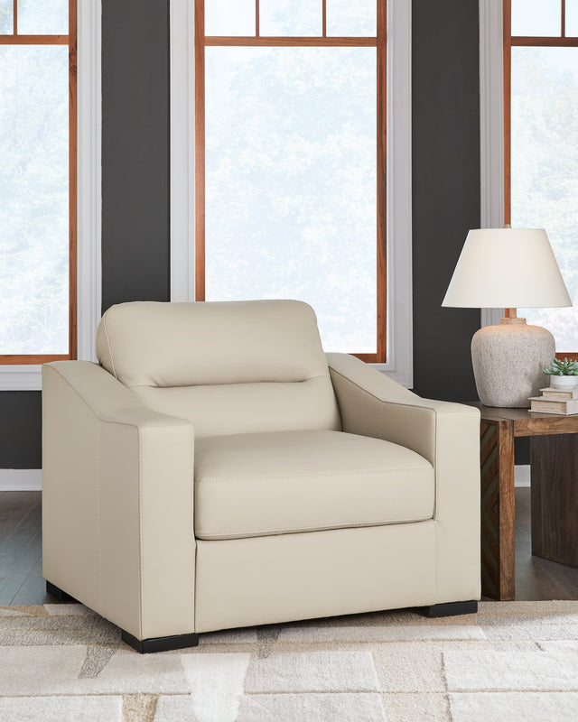 Treasure Trove Almond Leather Oversized Chair angled view