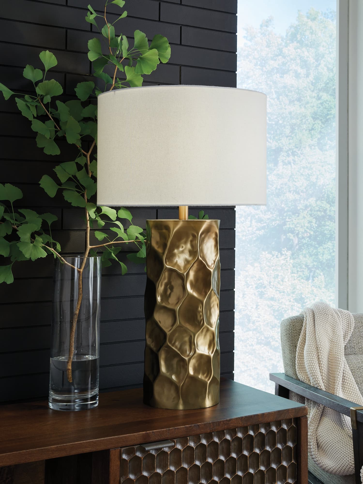 Marshawn Gold Finish Table Lamp front view