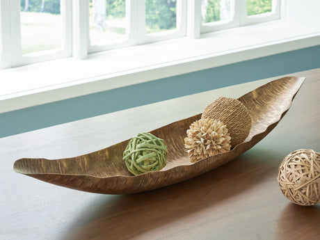 Wystenburg antiqued gold oval metal tray front view