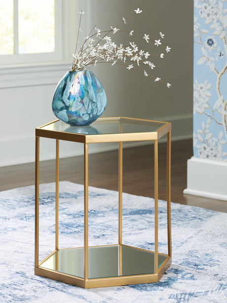 Veerwick Gold Finish Accent Coffee Table front angle