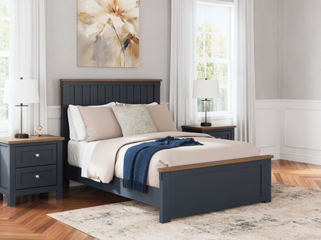 Landocken Full Panel Bed front view showing slatted headboard