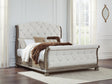 Ardenfield Light Brown King Upholstered Sleigh Bed front angle view